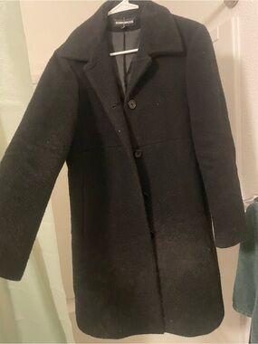 Men's Black Wool Blend Overcoat